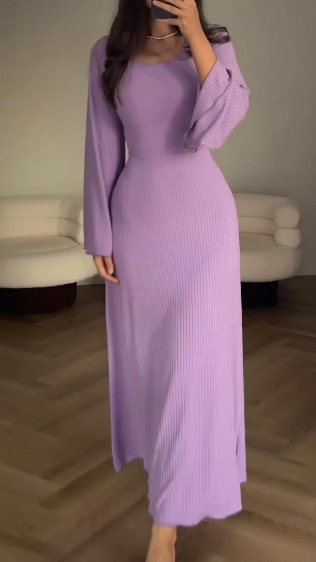 Robe élégante en maille à taille nouée