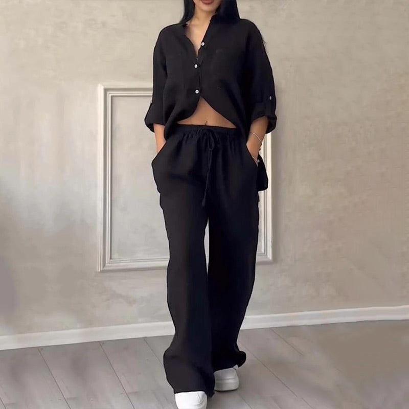 Ensemble 2 pièces pour femmes | Chemise boutonnée et pantalon